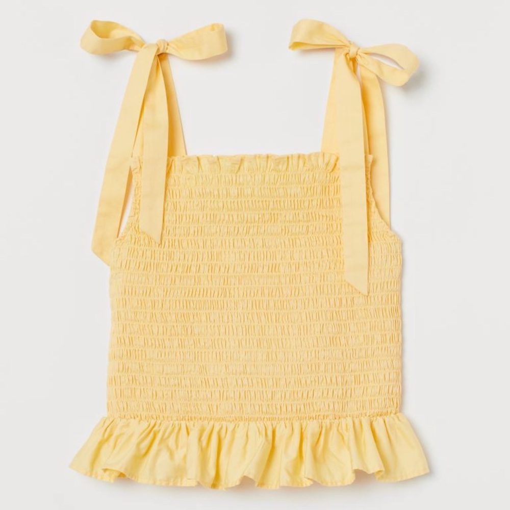 Smocked crop top with tie straps